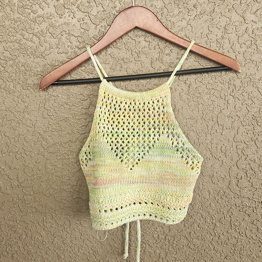 Zara Crochet Crop Top High Neck Knit Bra